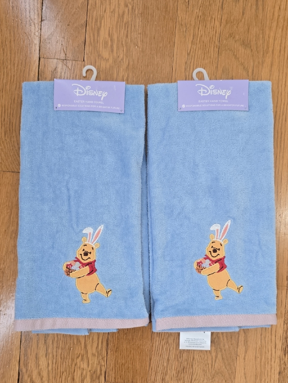 DISNEY BRAND SPRING & EASTER WINNIE THE POOH  HAND TOWELS BUNDLE OF 2 TOWELS